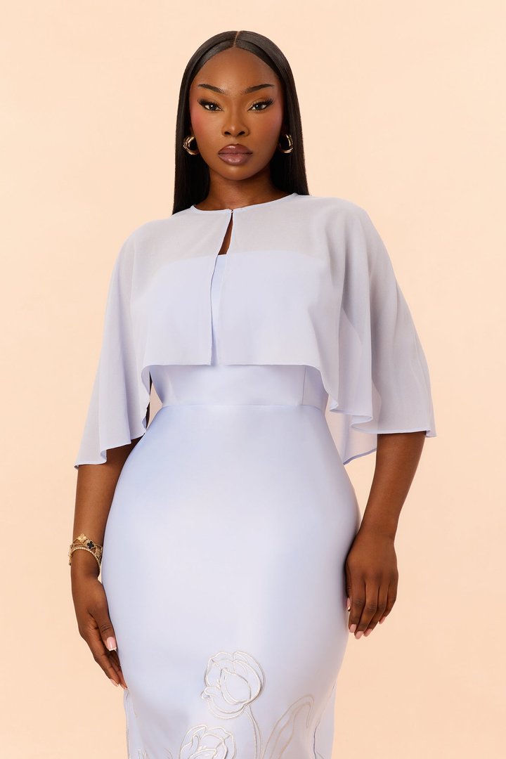 Pure Grace Satin Maxi Dress Set - Periwinkle