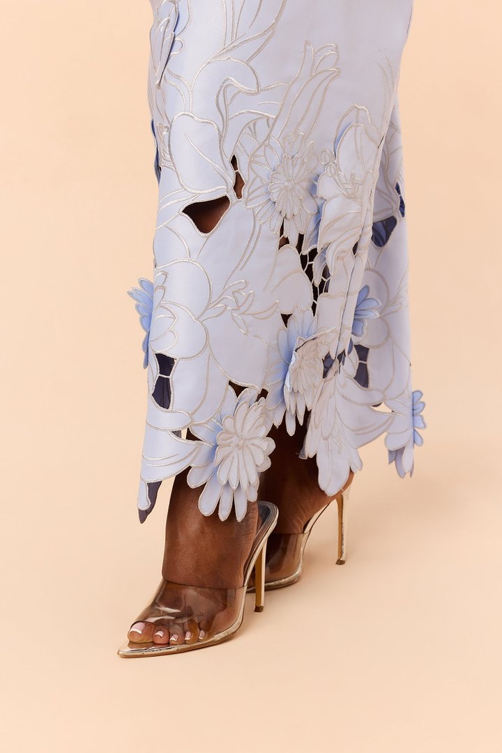 Pure Grace Satin Maxi Dress Set - Periwinkle