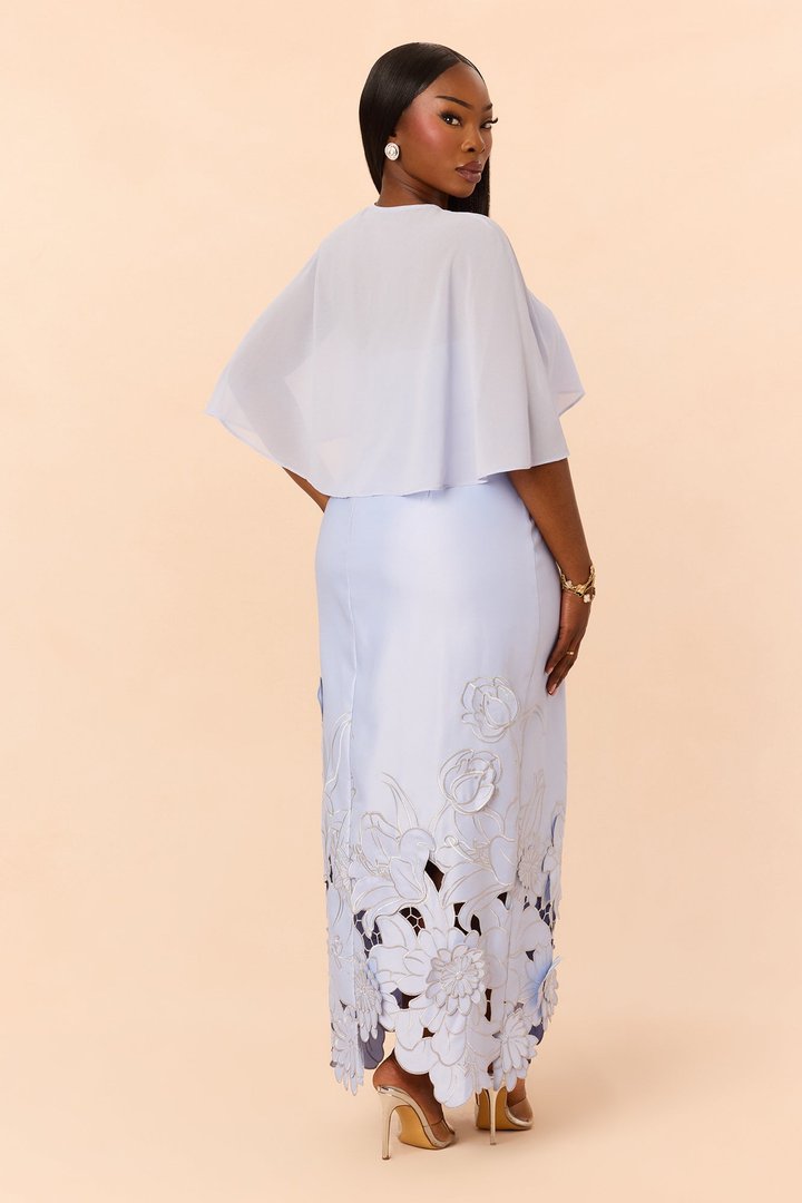 Pure Grace Satin Maxi Dress Set - Periwinkle