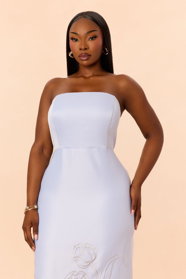 Pure Grace Satin Maxi Dress Set - Periwinkle