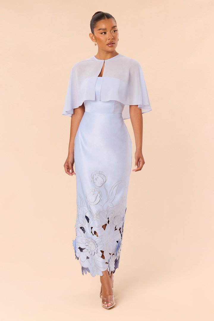 Pure Grace Satin Maxi Dress Set - Periwinkle