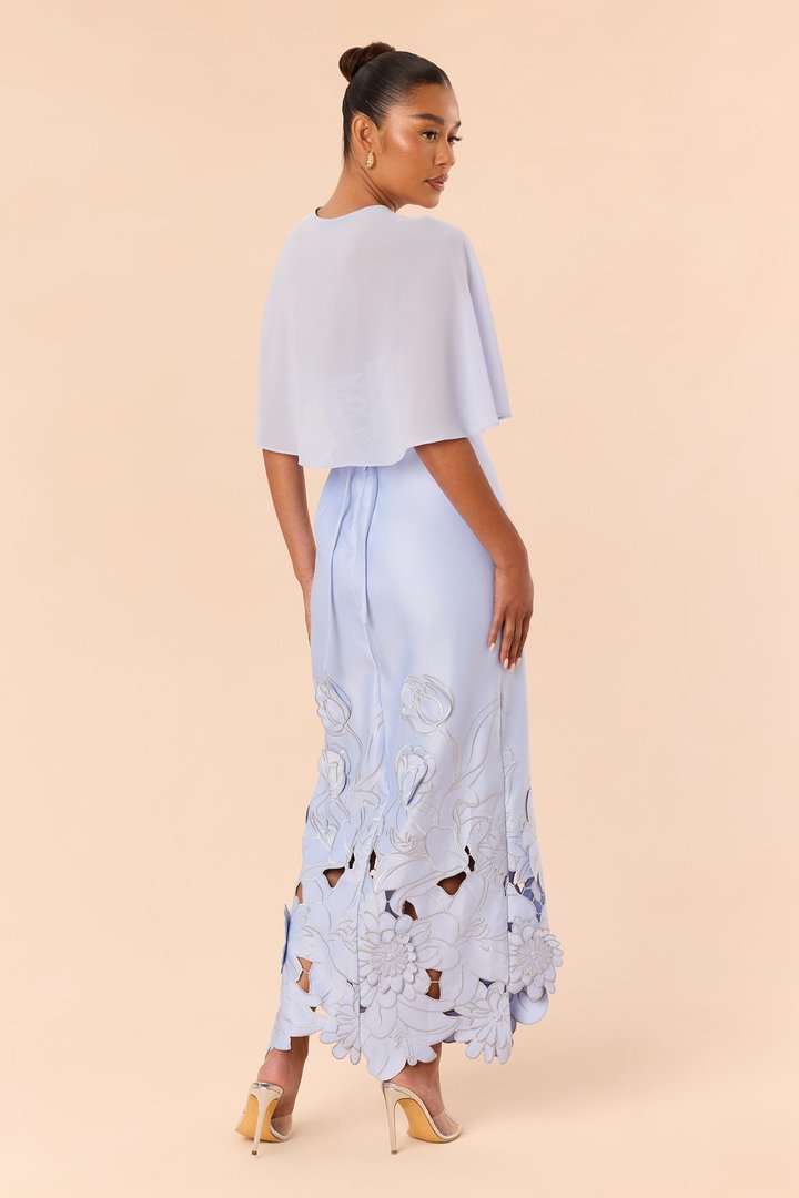 Pure Grace Satin Maxi Dress Set - Periwinkle