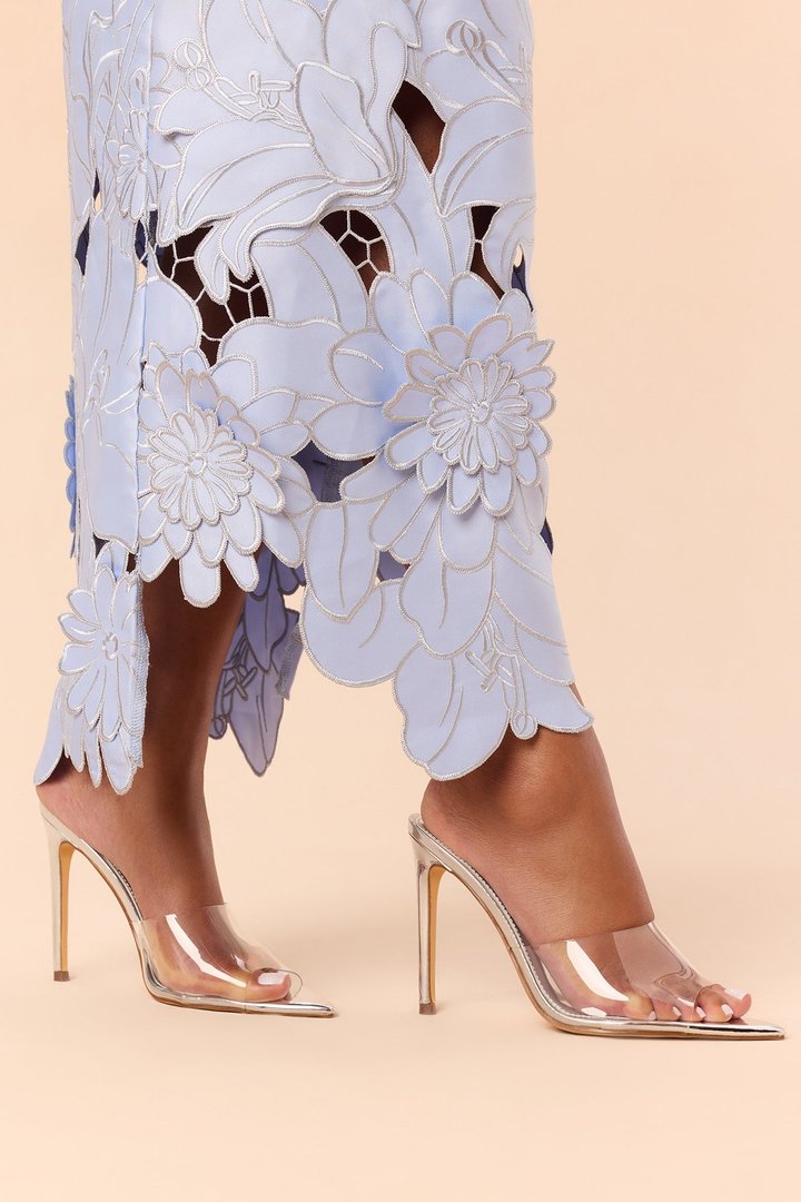 Pure Grace Satin Maxi Dress Set - Periwinkle