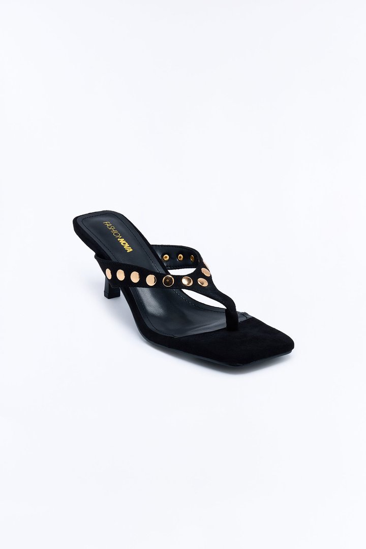 Stay Fine Studded Thong Heels - Black