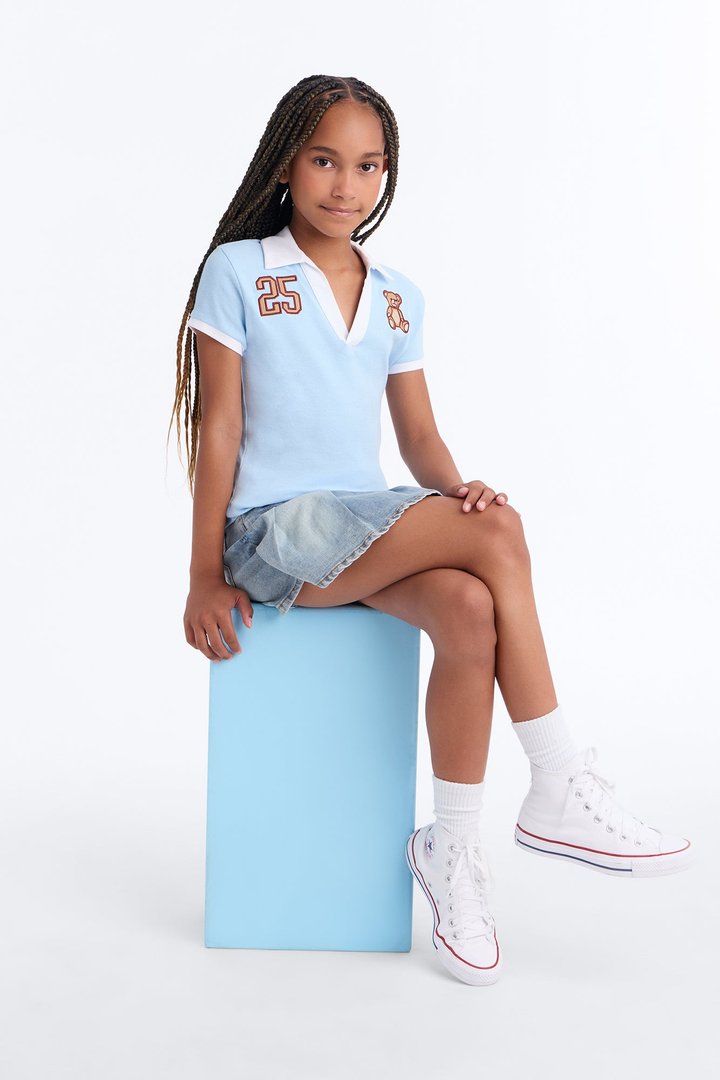 Mini So Sweet Short Sleeve Polo - Blue/combo
