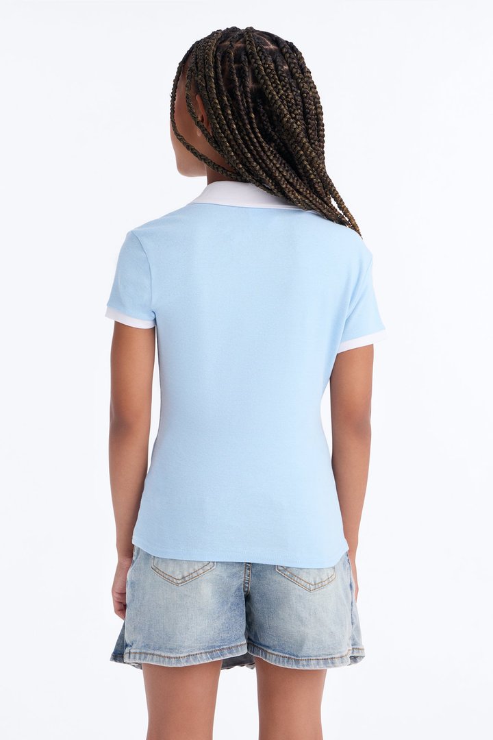 Mini So Sweet Short Sleeve Polo - Blue/combo