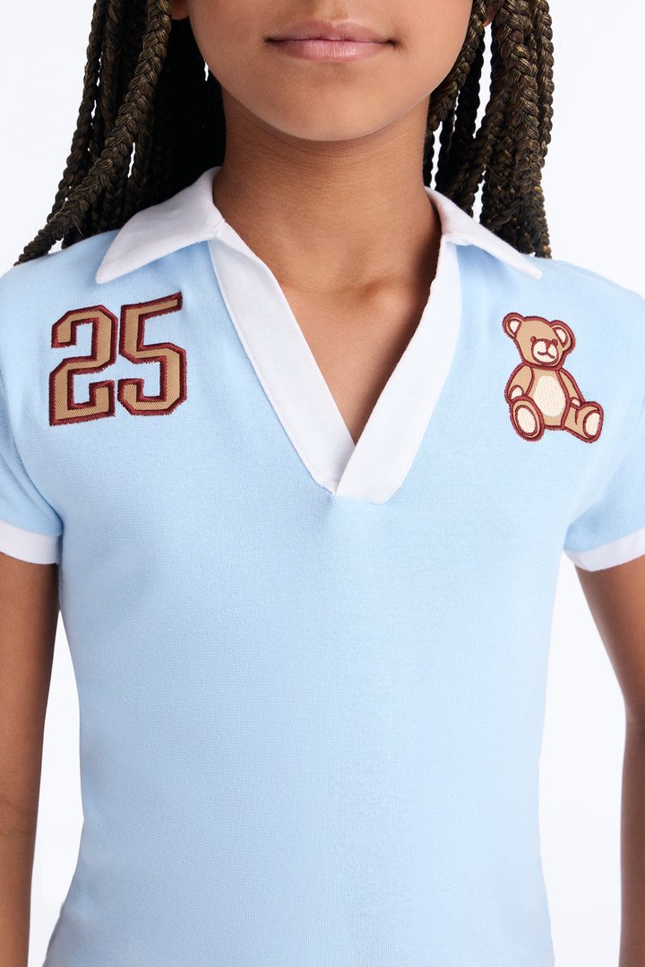 Mini So Sweet Short Sleeve Polo - Blue/combo