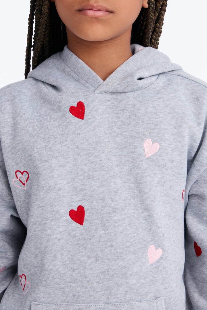 Mini Love Is All Around Us Pullover Hoodie - Heather Grey