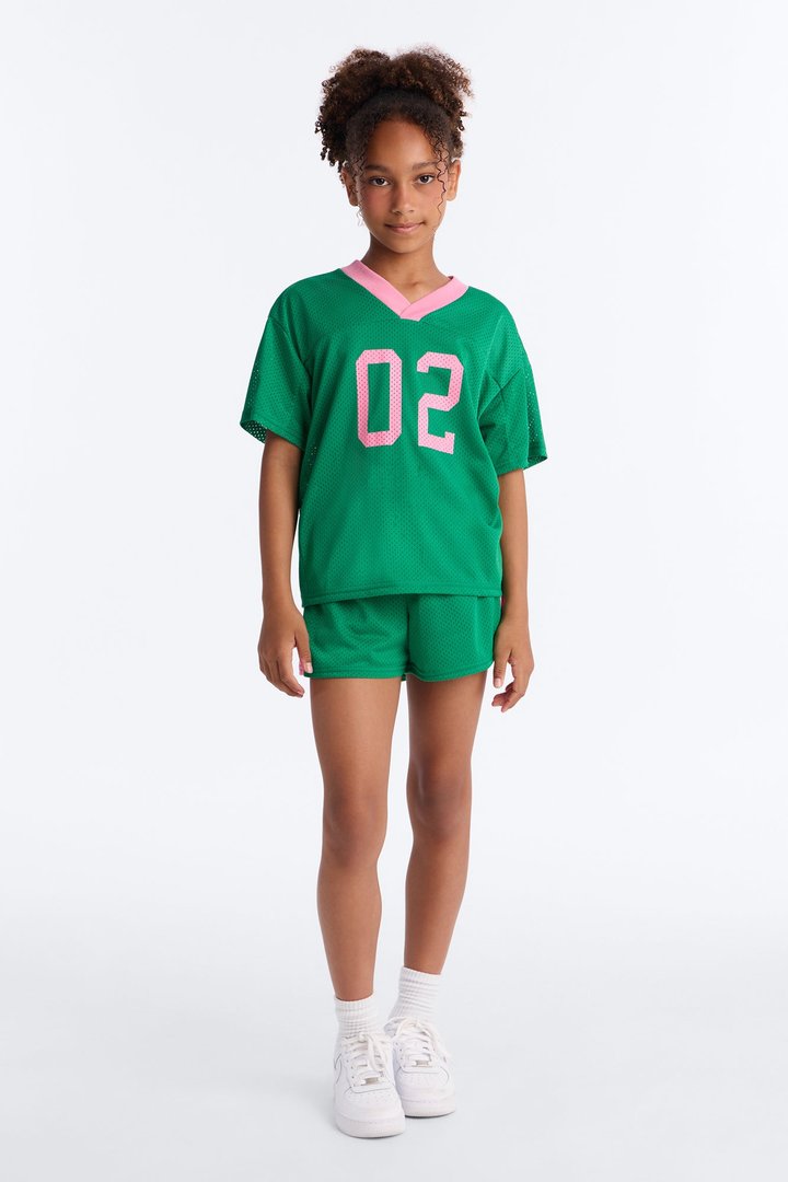 Mini Super Fit Jersey Short Set - Green/combo