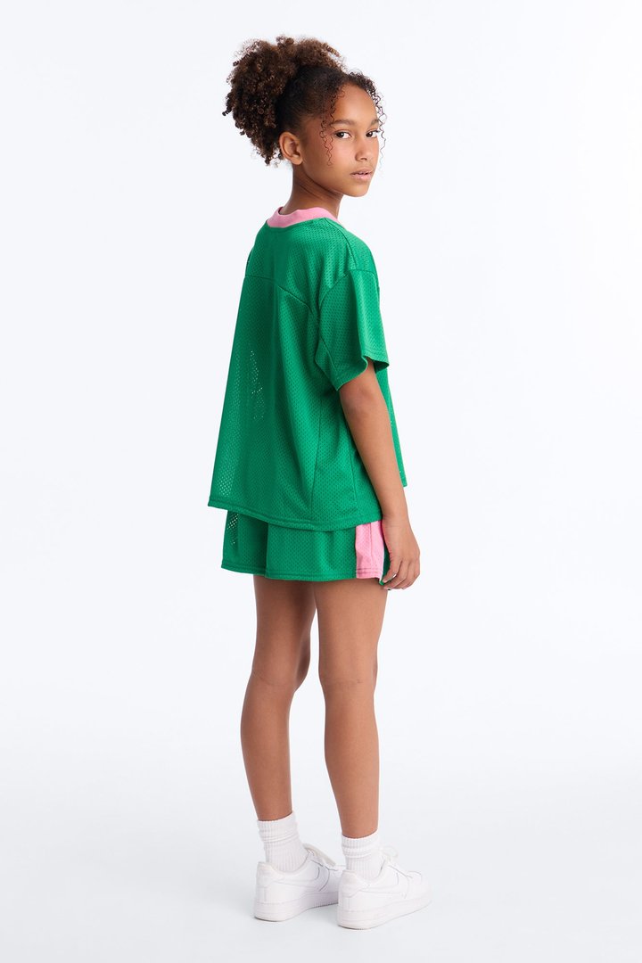 Mini Super Fit Jersey Short Set - Green/combo