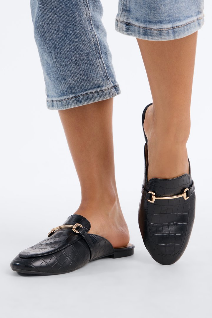Kaya Hardware Slip On Loafers - Black