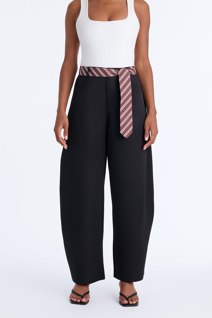 All Tied Up Barrel Leg Trouser - Black