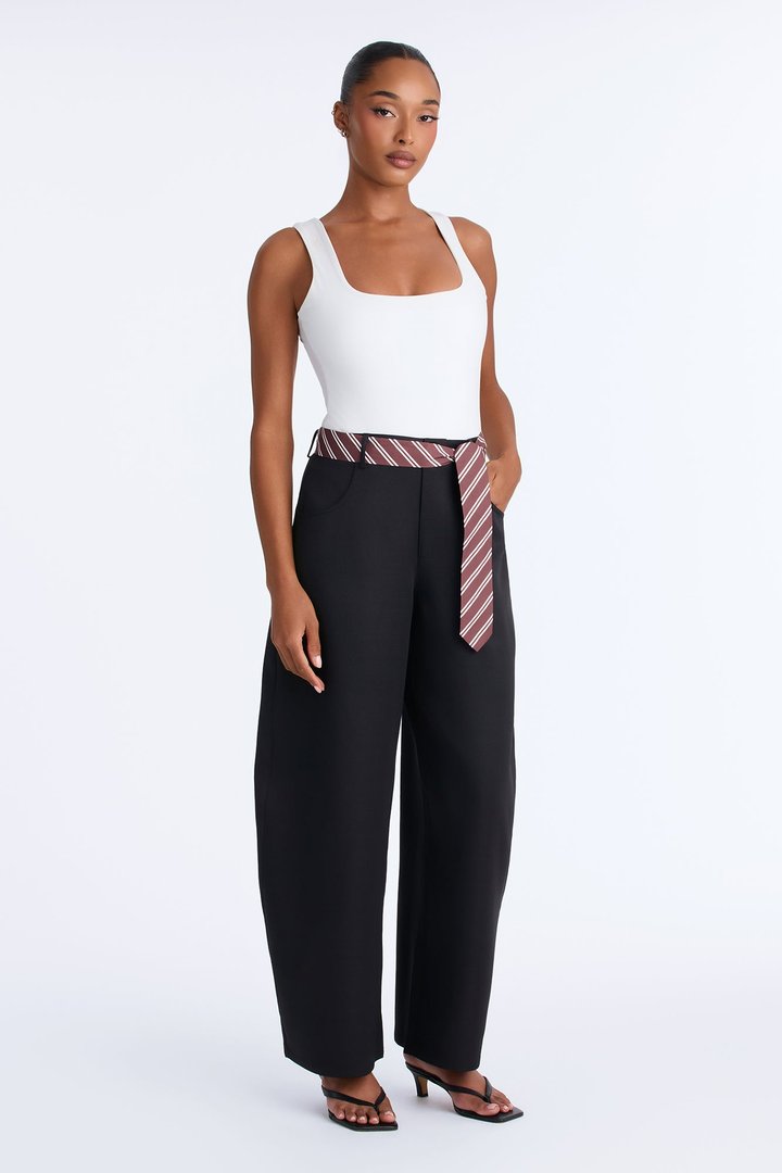 All Tied Up Barrel Leg Trouser - Black
