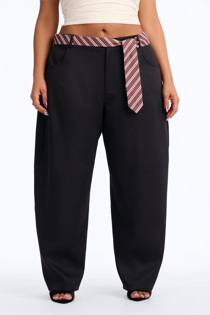 All Tied Up Barrel Leg Trouser - Black