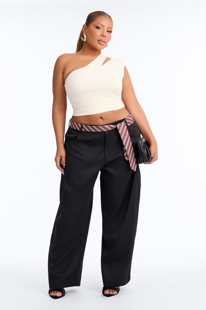 All Tied Up Barrel Leg Trouser - Black