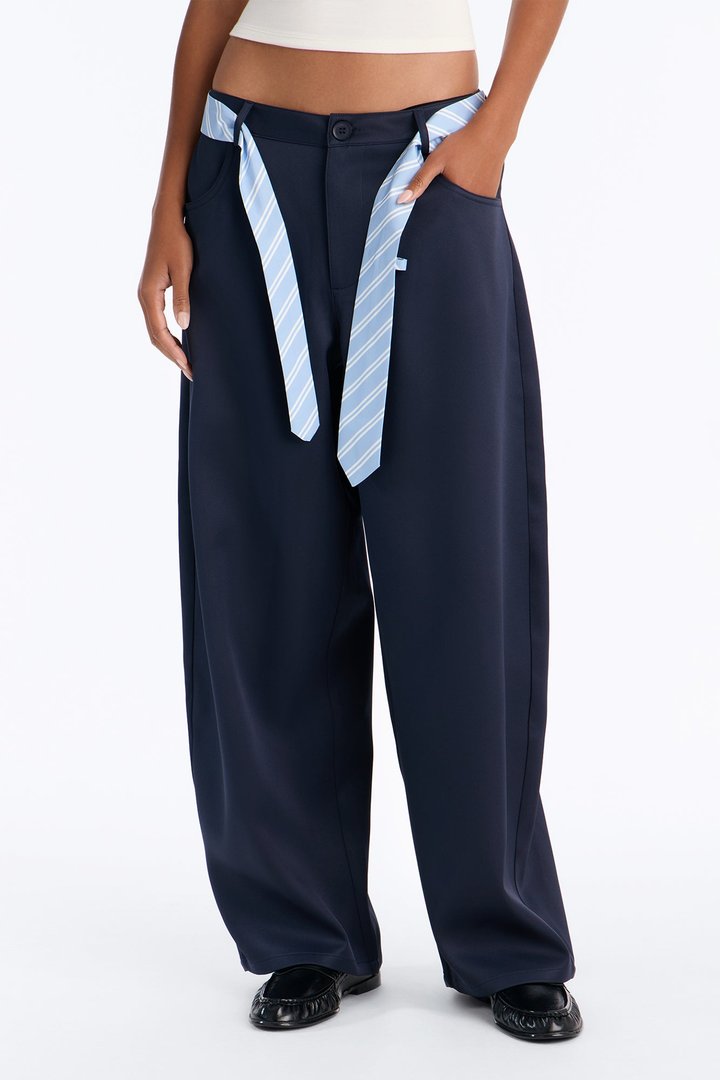 All Tied Up Barrel Leg Trouser - Navy