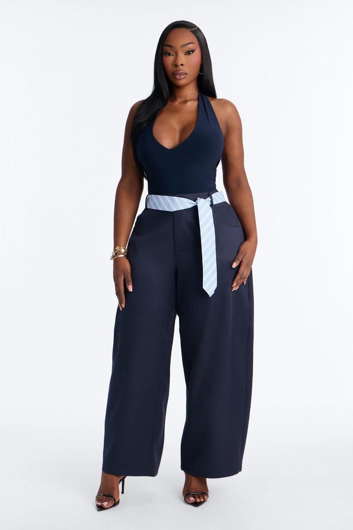All Tied Up Barrel Leg Trouser - Navy