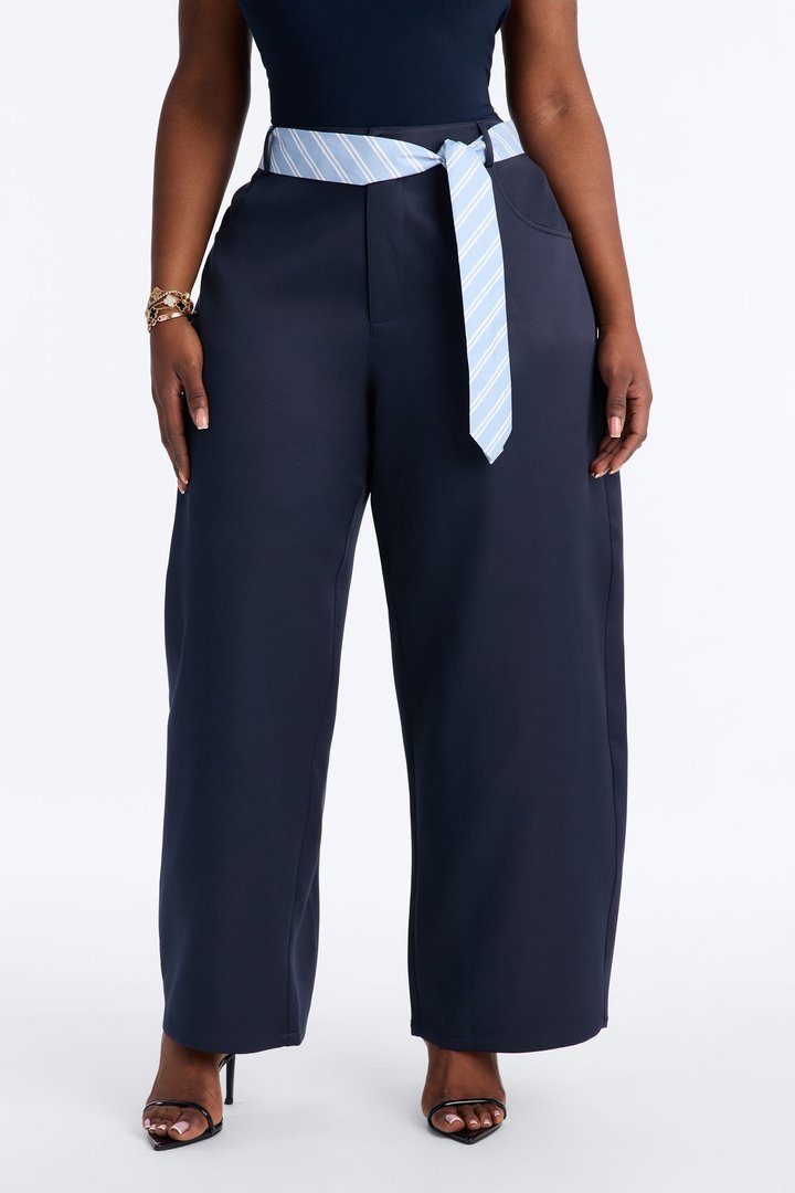 All Tied Up Barrel Leg Trouser - Navy
