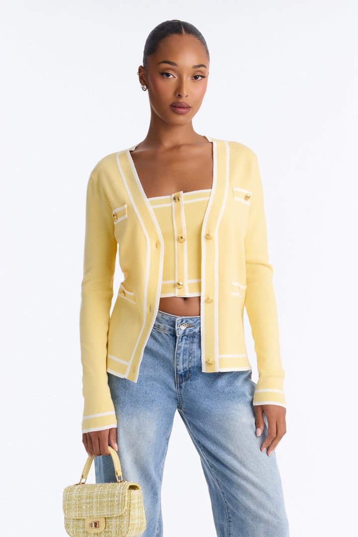 Lunch In Paris 2 Piece Sweater - Yellow/combo