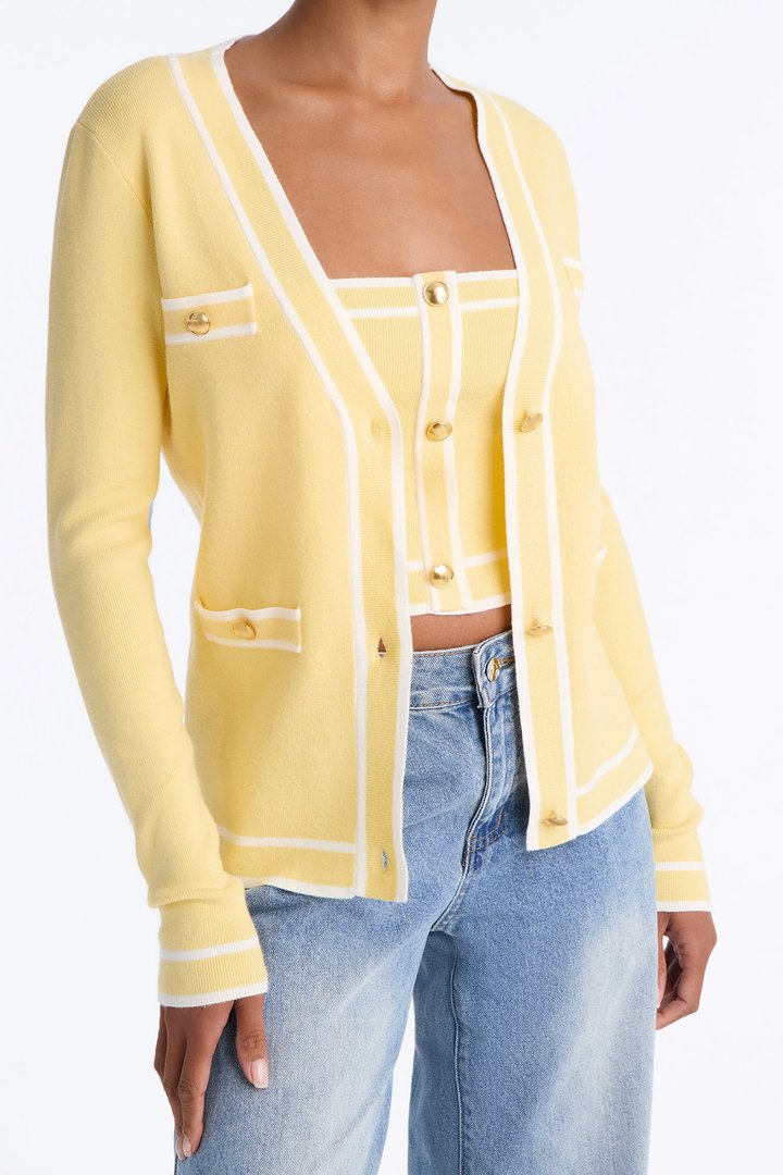 Lunch In Paris 2 Piece Sweater - Yellow/combo