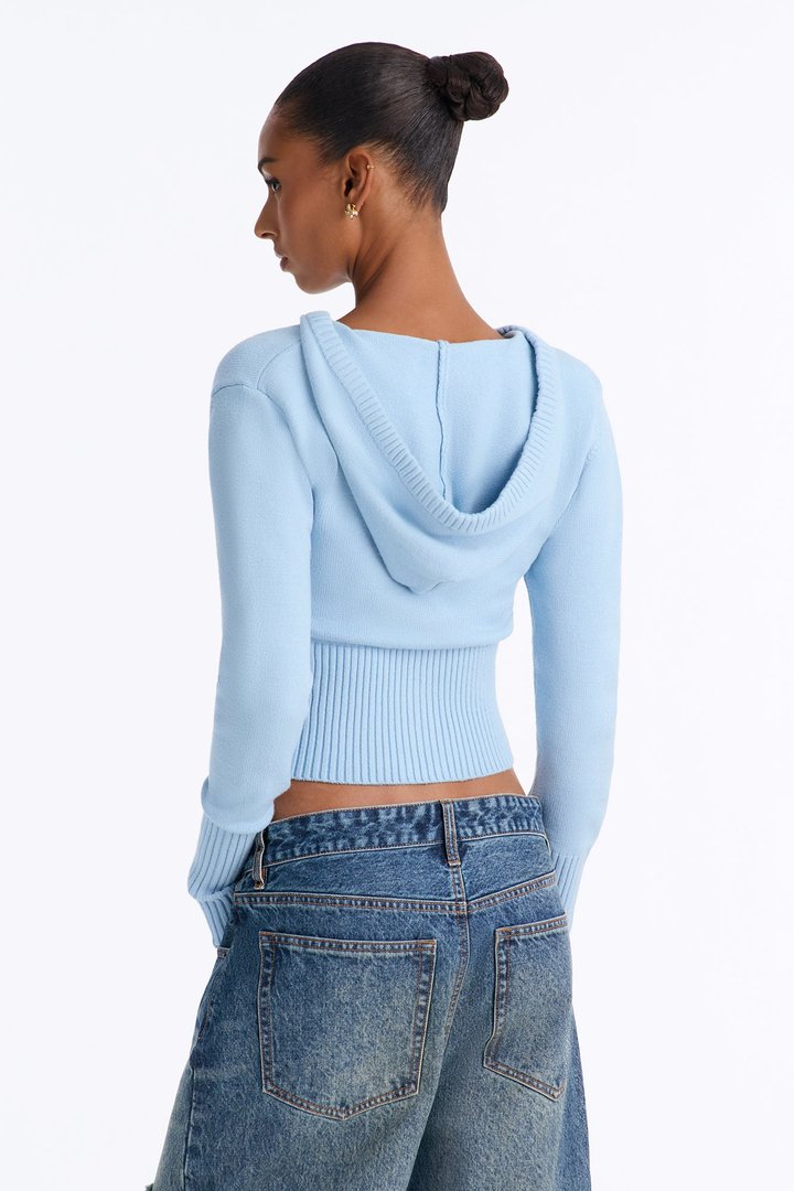 Lana Zip Up Sweater - Light Blue