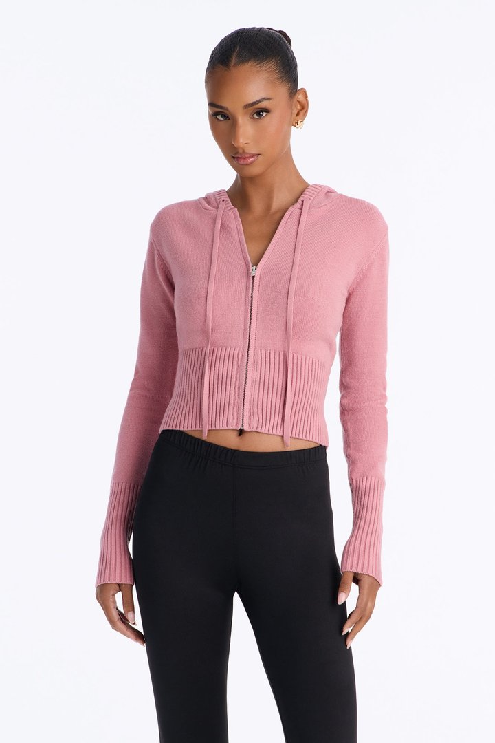 Lana Zip Up Sweater - Mauve