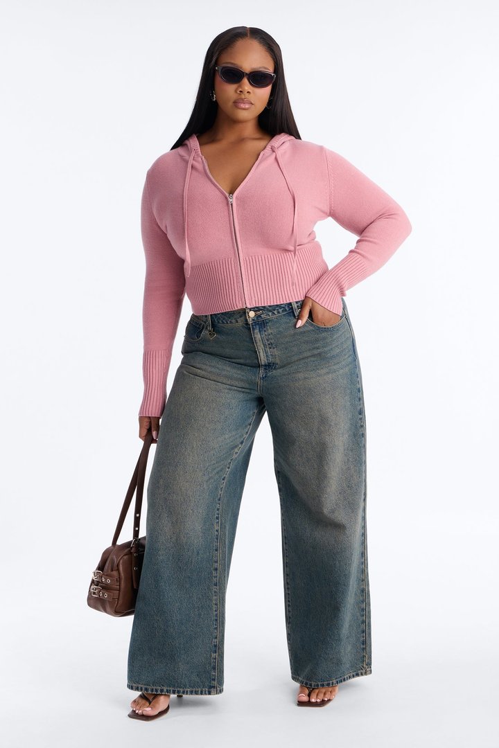 Lana Zip Up Sweater - Mauve