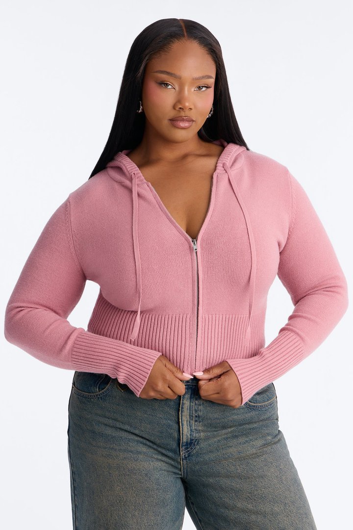 Lana Zip Up Sweater - Mauve