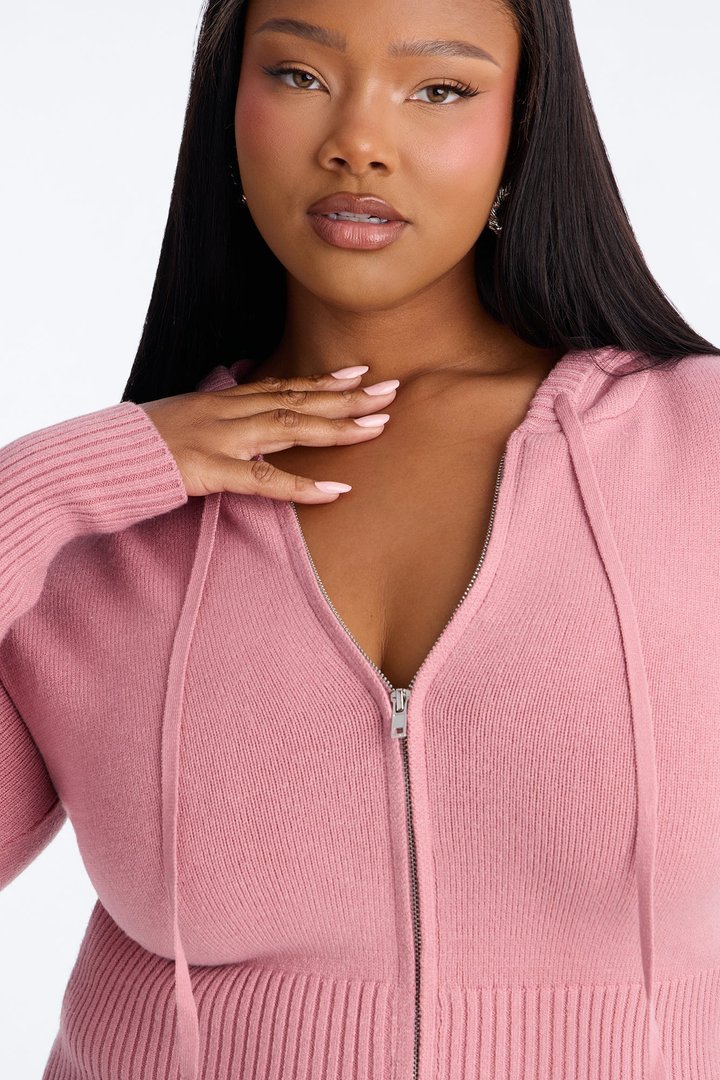 Lana Zip Up Sweater - Mauve