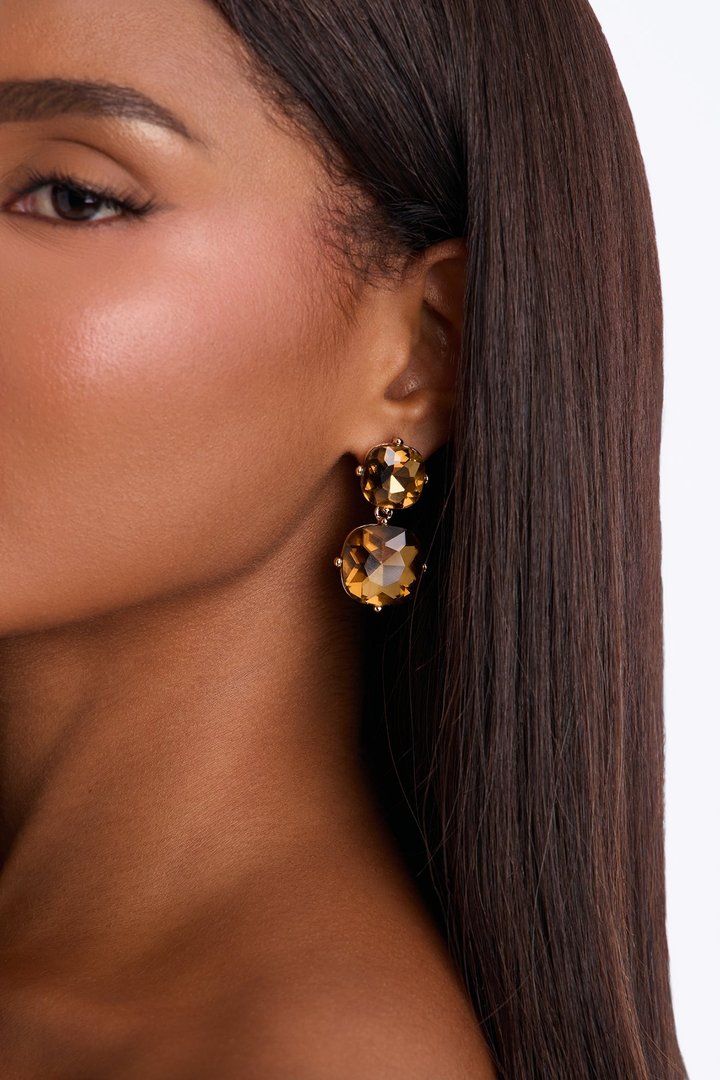 Just Enough Rhinestone Stud Earrings - Gold/combo