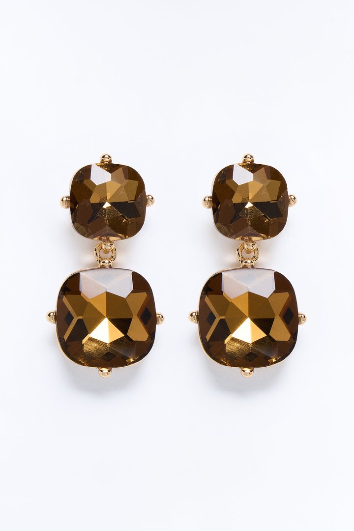 Just Enough Rhinestone Stud Earrings - Gold/combo