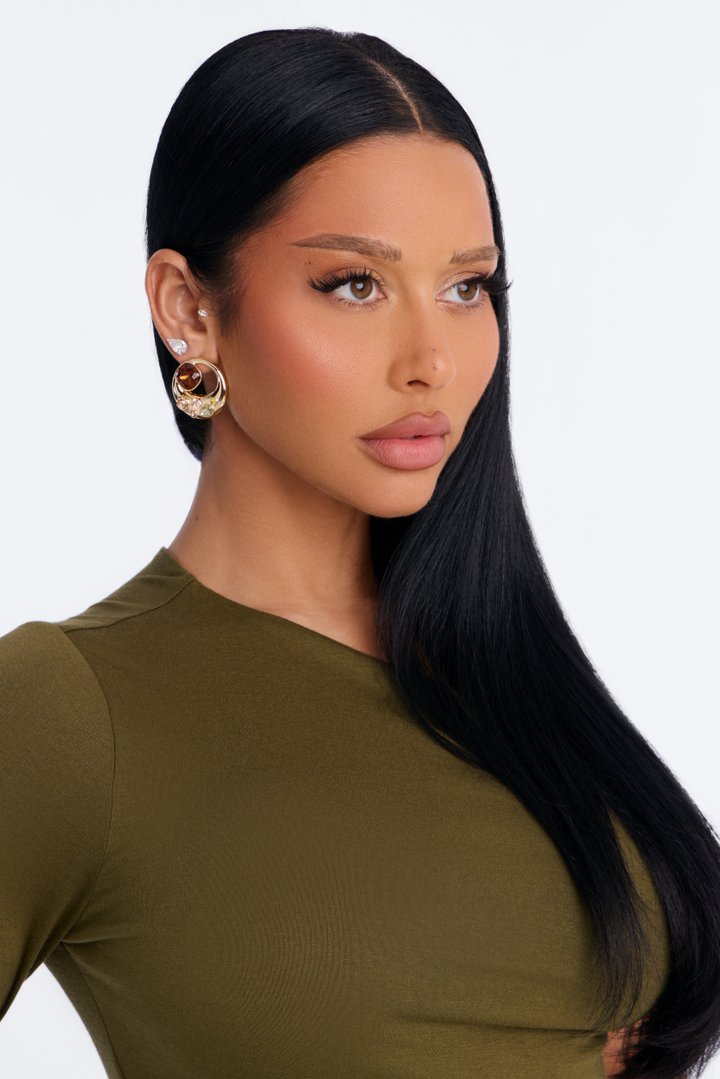 Opaline Shine Hoop Earrings - Gold/combo