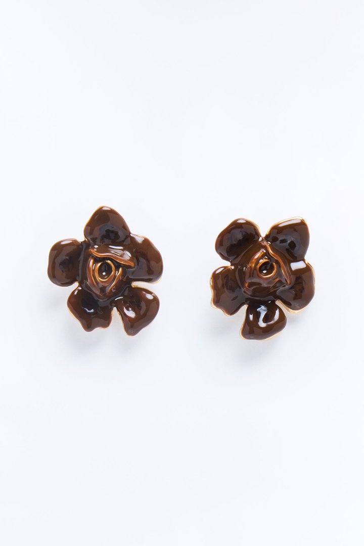 All The Roses Stud Earrings - Brown