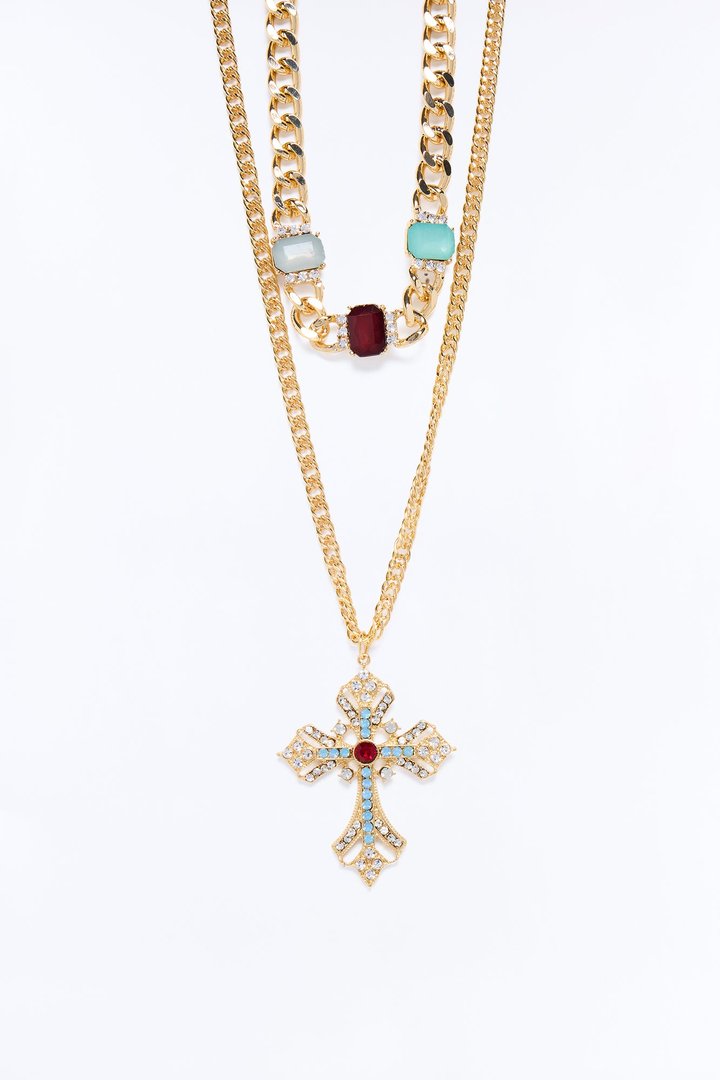 Pray About It Layered Necklace - Gold/Multi
