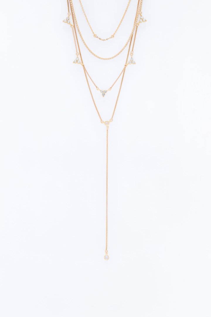 Peeking Out Lariat Necklace - Gold