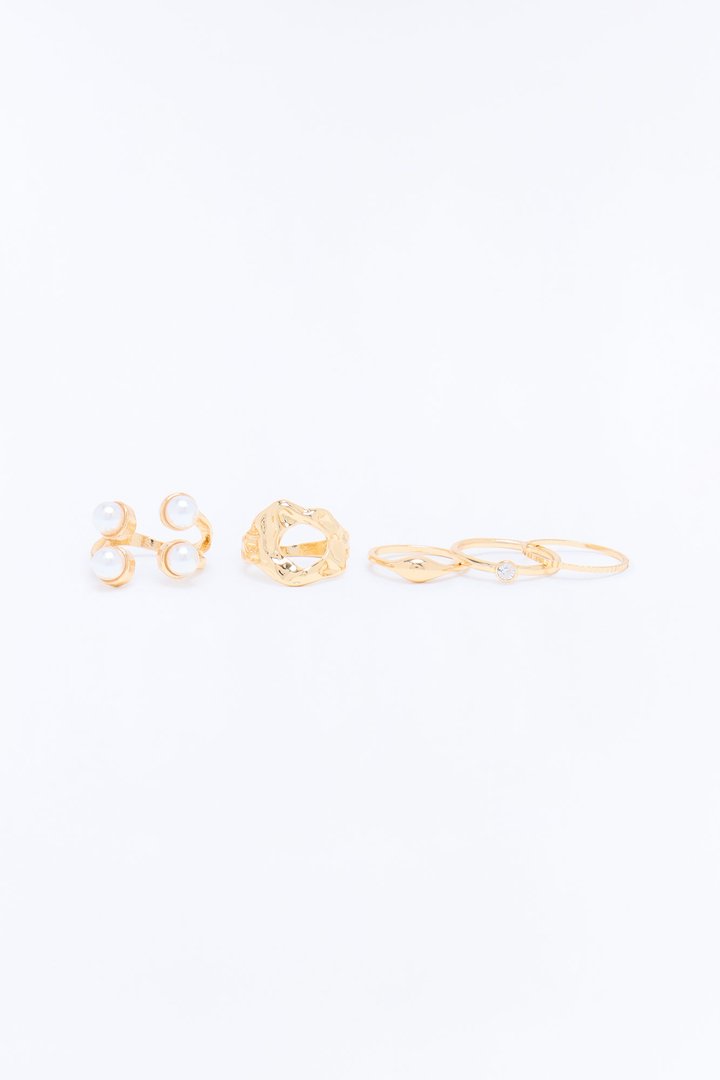 Only One Around 5 Piece Rings Set - Gold