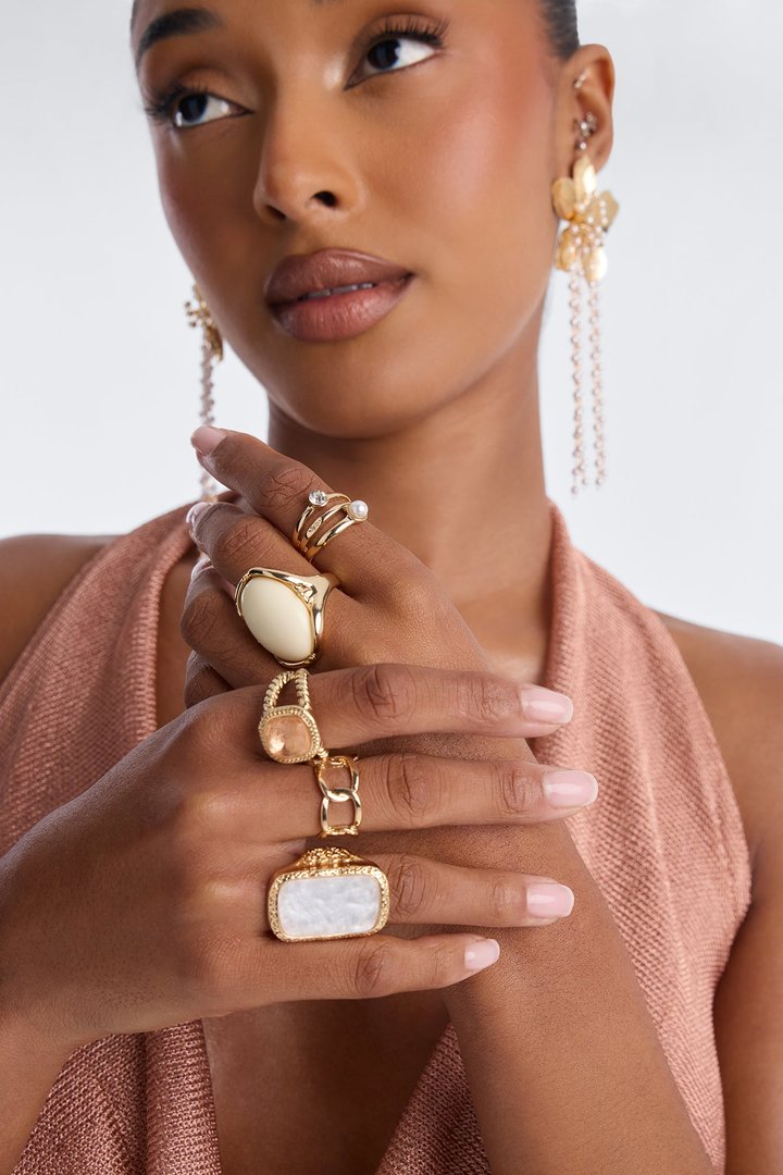 Take Me Away 5 Piece Rings Set - Gold/combo