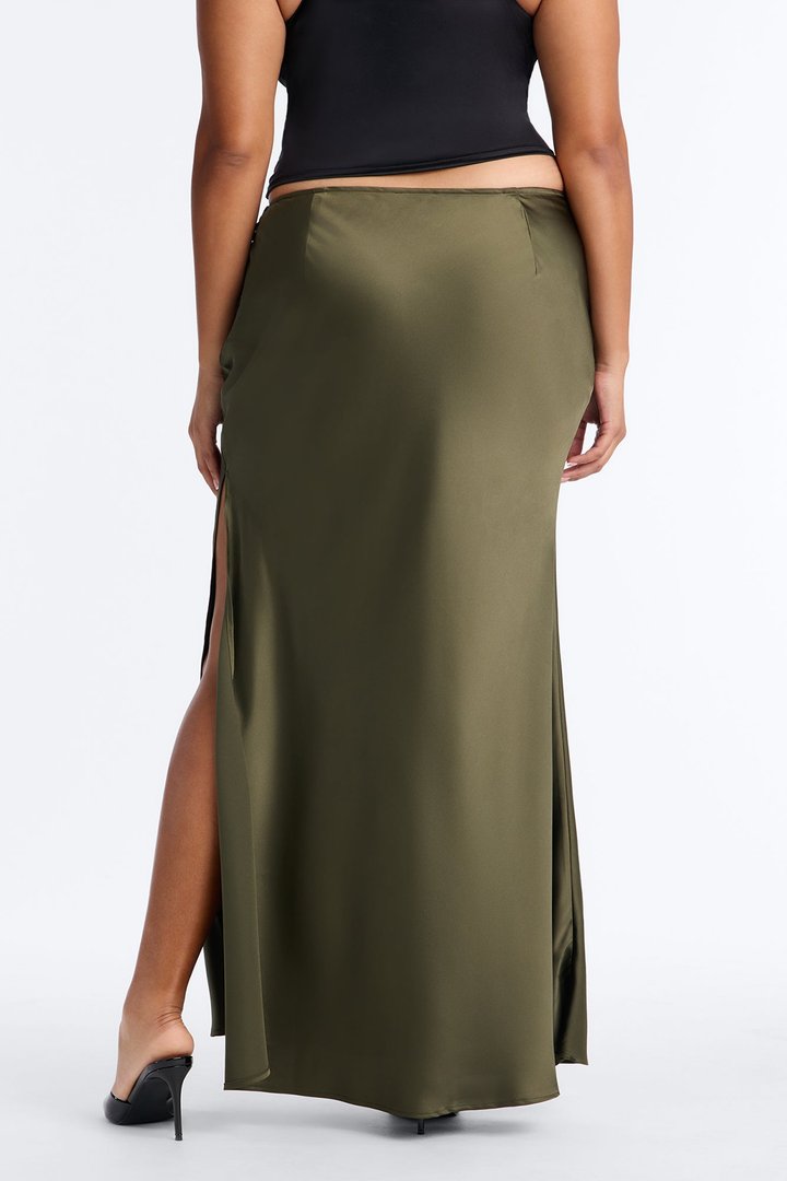 Love Like This Satin Maxi Skirt - Olive