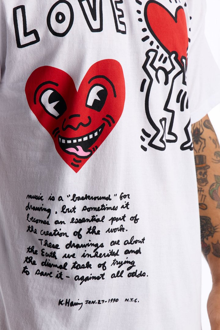 Keith Haring Love Oversized Short Sleeve Tee - White