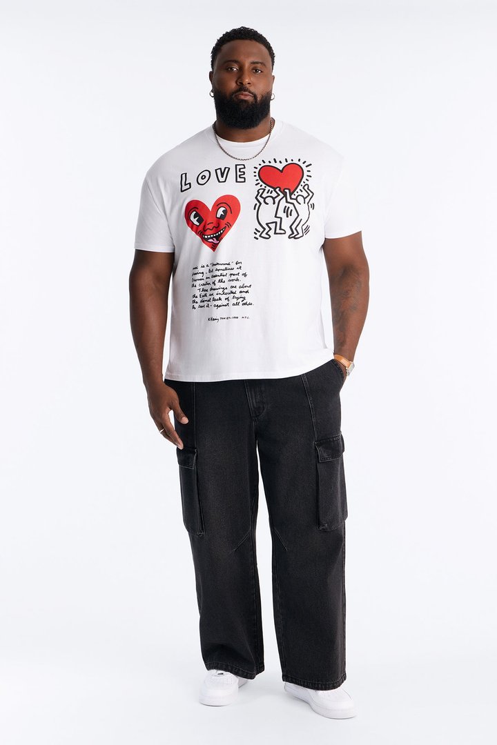 Keith Haring Love Oversized Short Sleeve Tee - White
