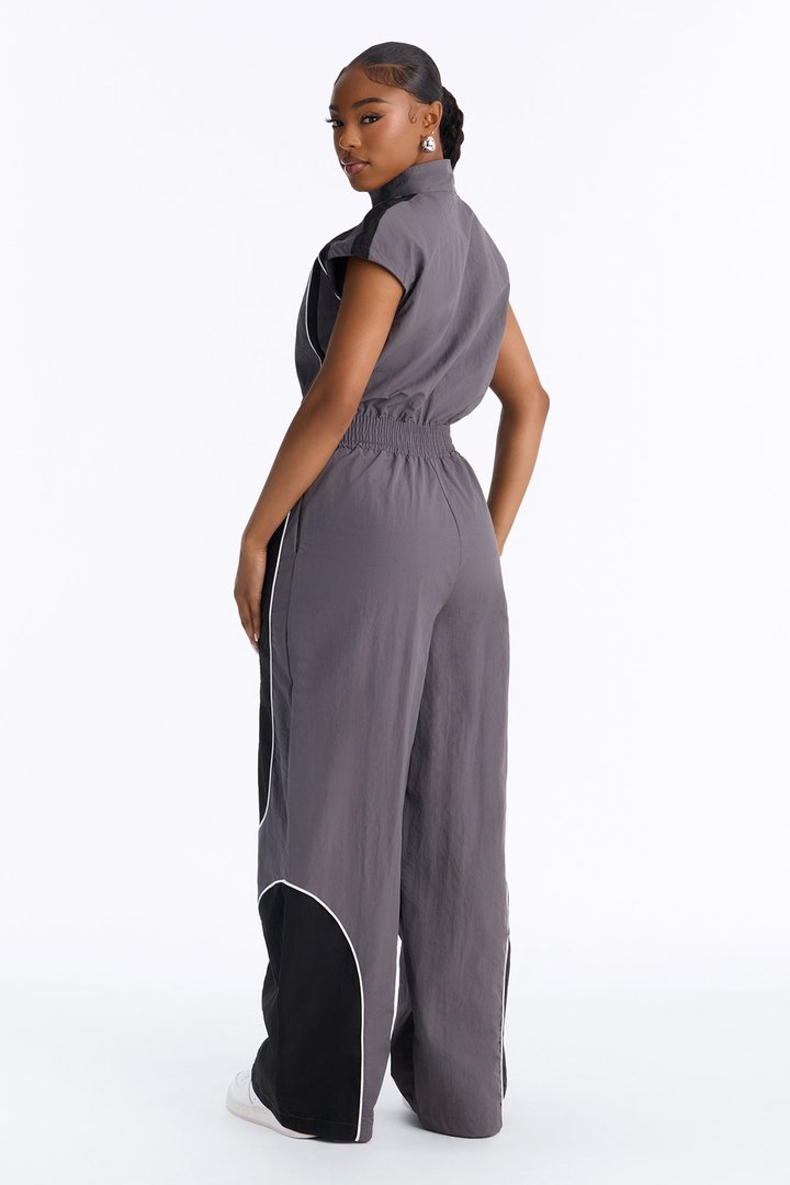 Race You There Windbreaker Jumpsuit - Charcoal