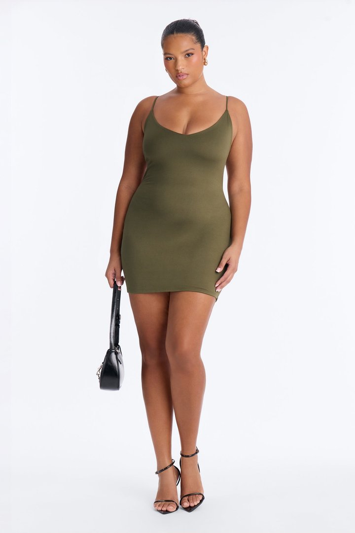 Dali Double Lined Micro Mini Dress - Olive