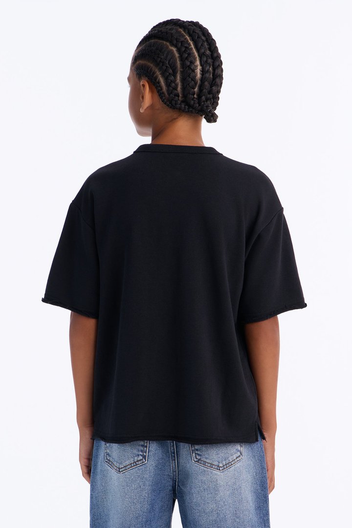 Mini I Like How It Looks Oversized Terry Short Sleeve Tee - Black