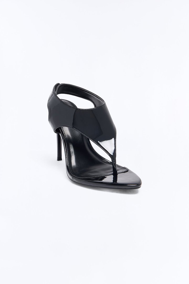 Take Notes Thong High Heels - Black