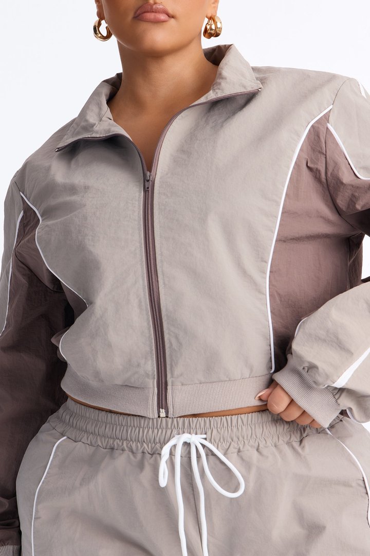 Blair Barrel Leg Windbreaker Pant Set - Grey