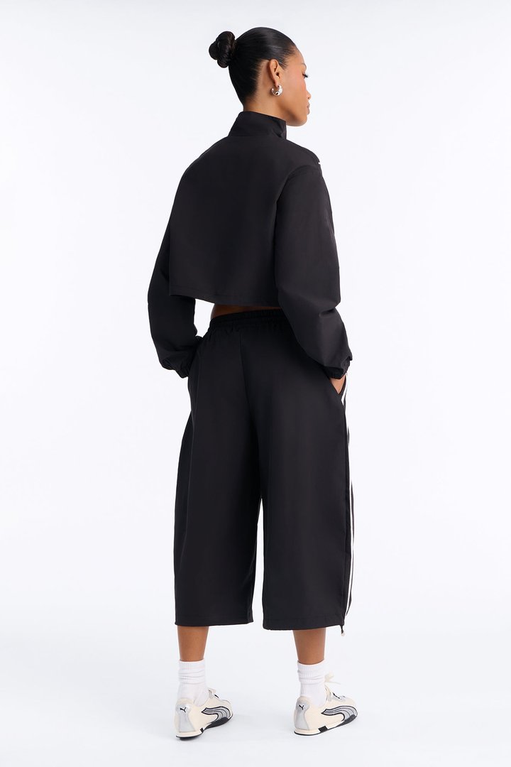 Gina Windbreaker Track Short Set - Black