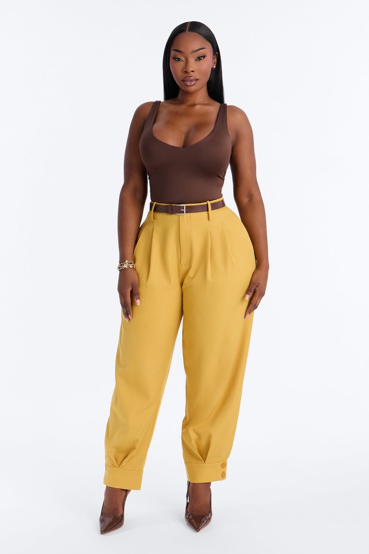 Helena Belted Trouser Pant - Mustard