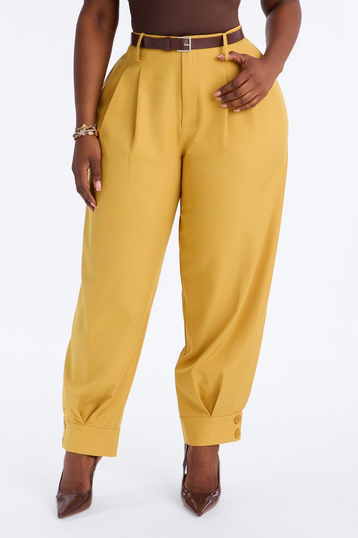 Helena Belted Trouser Pant - Mustard
