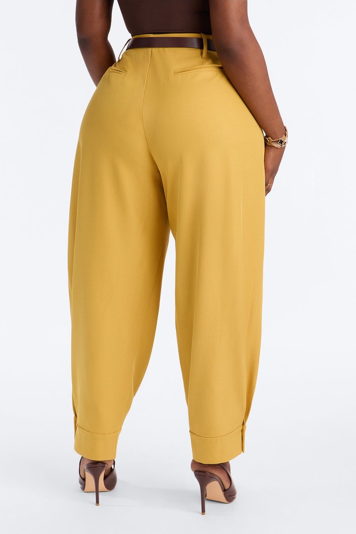 Helena Belted Trouser Pant - Mustard