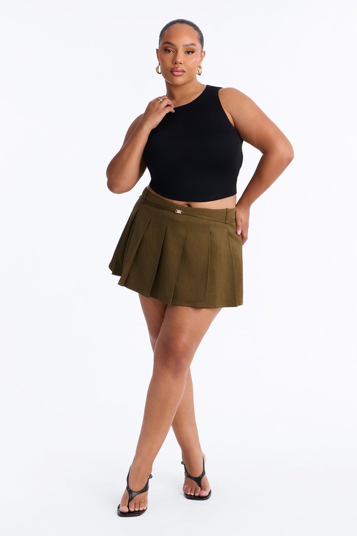 Nessa Pleated Skort - Olive